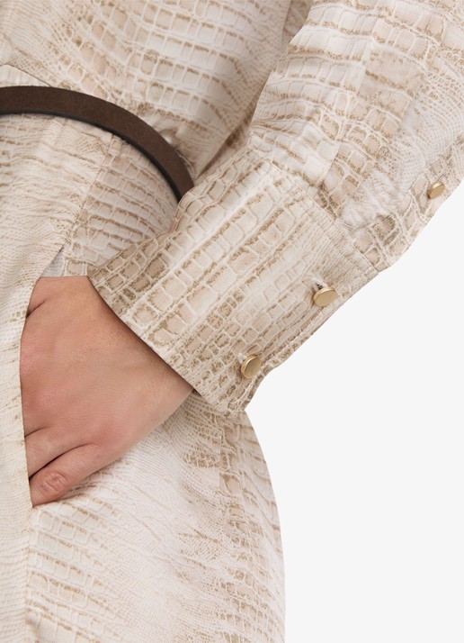 Reiss Sienna midi blousejurk met slangenprint en ceintuur - detail 4 neutral / beige