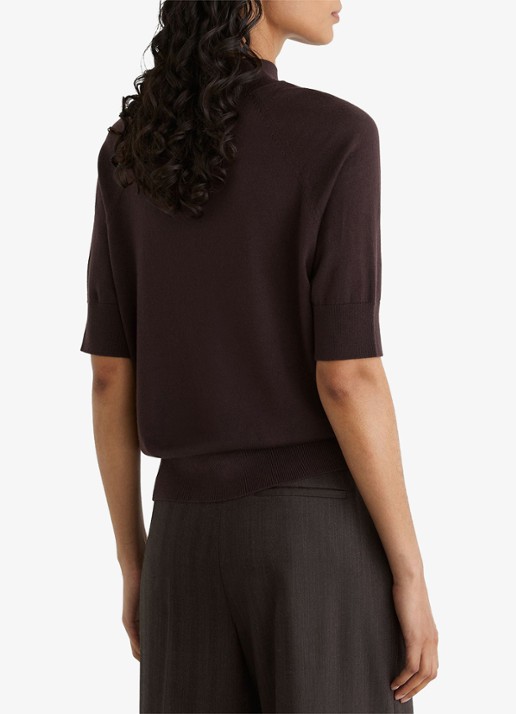 Reiss Sienna top in wolblend met opstaande kraag - achterkant 3 donkerbruin