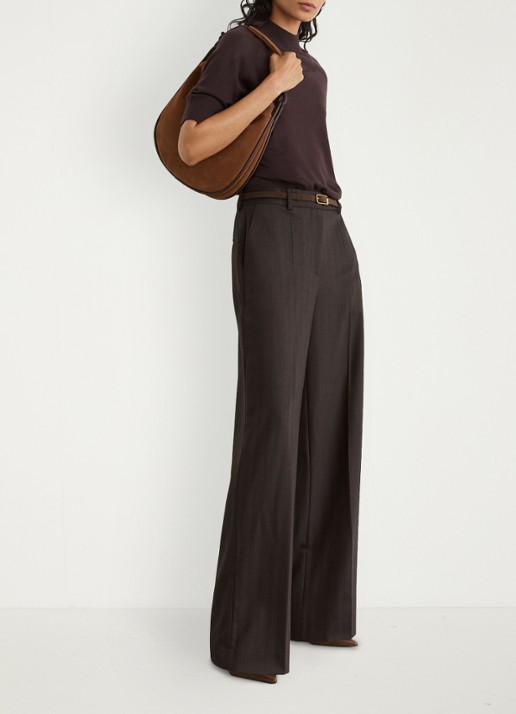 Reiss Sienna top in wolblend met opstaande kraag - voorkant 5 donkerbruin