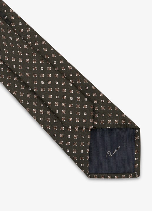 Reiss Silvio stropdas van zijde met print - detail 4 khaki