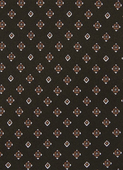 Reiss Silvio stropdas van zijde met print - detail 6 khaki