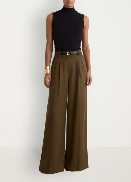 Reiss Simon ribgebreide top met opstaande kraag - voorkant 5 black / zwart