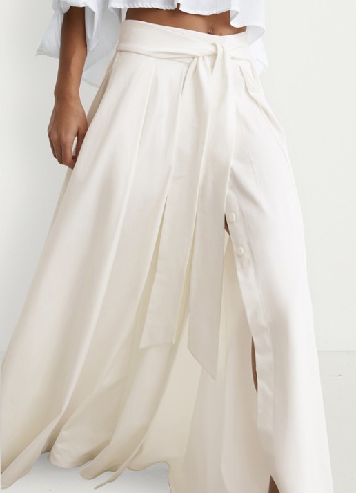 Reiss Simone geplooide maxirok van katoen blend