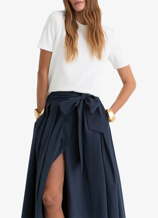 Reiss Simone geplooide maxirok van katoen blend - detail 4 blauw