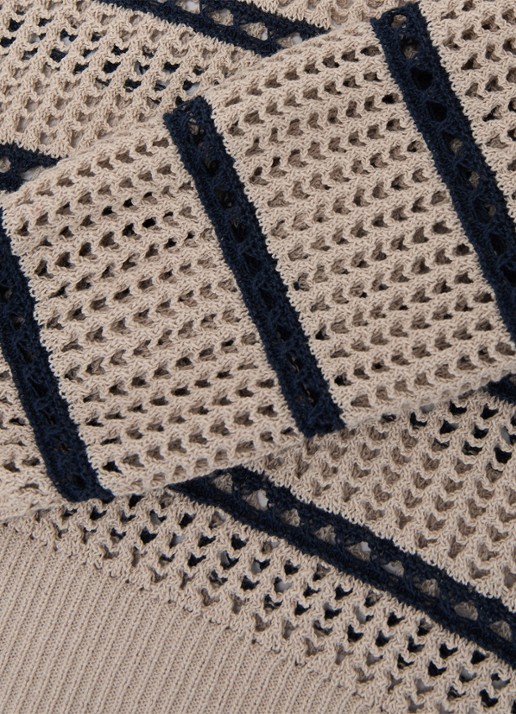 Reiss Skylar grofgebreide trui met streepprint - detail 6 creme