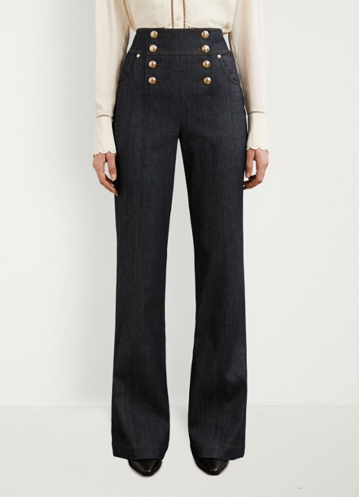 Reiss Skylar high waist flared jeans met knoop details