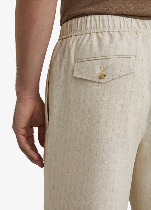 Reiss Slayman tapered fit pantalon in linnenblend met krijtstreep - detail 6 gebroken wit