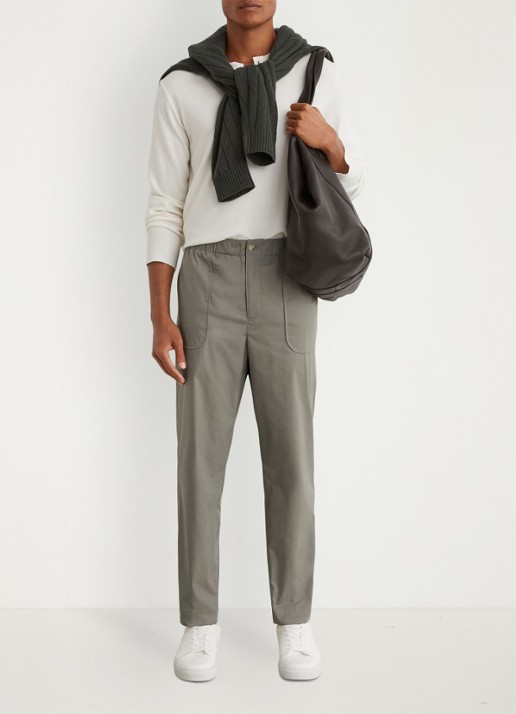 Reiss SNAP Cotton-Blend Lightweight Tapered Trousers - voorkant 6 olijfgroen