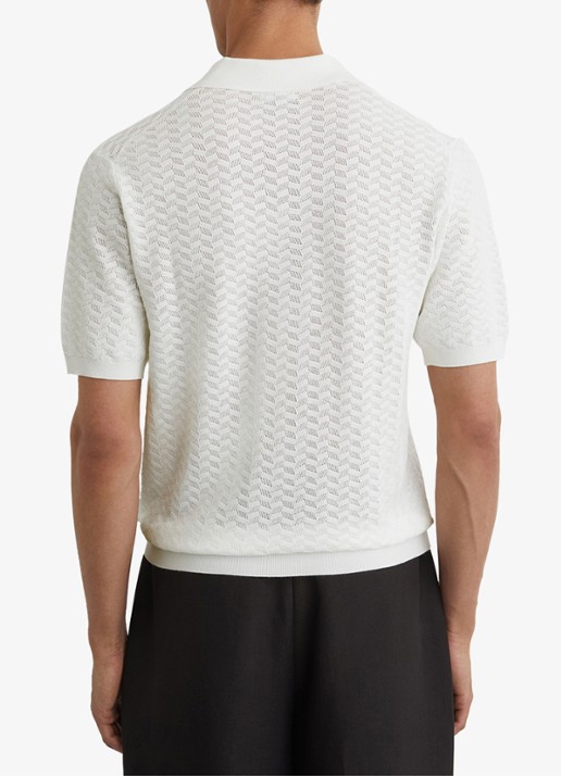Reiss Sol regular fit polo met structuur - achterkant 6 white / wit