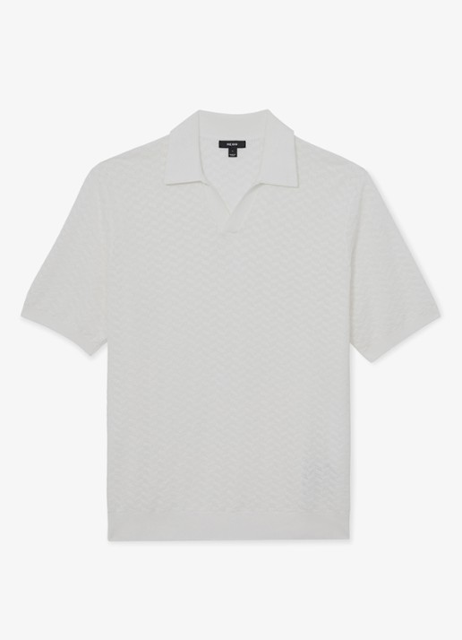 Reiss Sol regular fit polo met structuur - voorkant white / wit