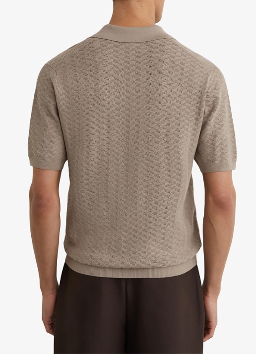 Reiss Sol regular fit polo met structuur - achterkant taupe