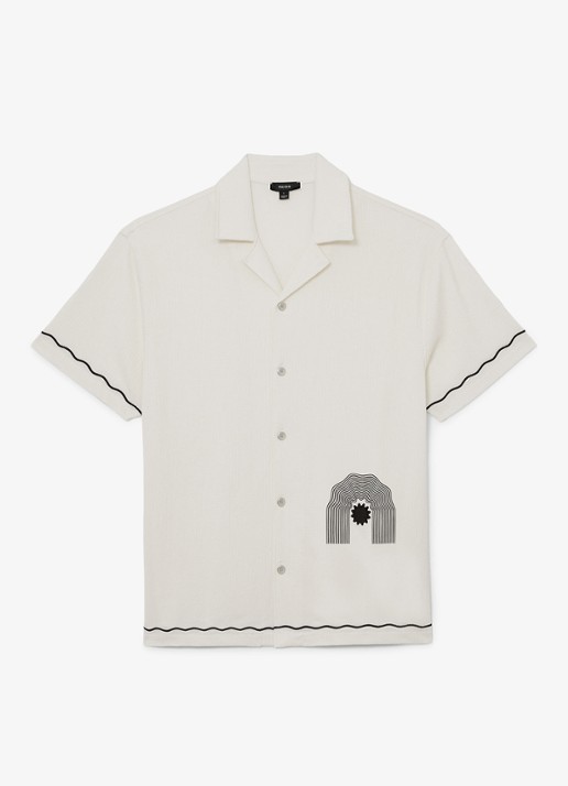 Reiss Solano regular fit overhemd met borduring - voorkant gebroken wit