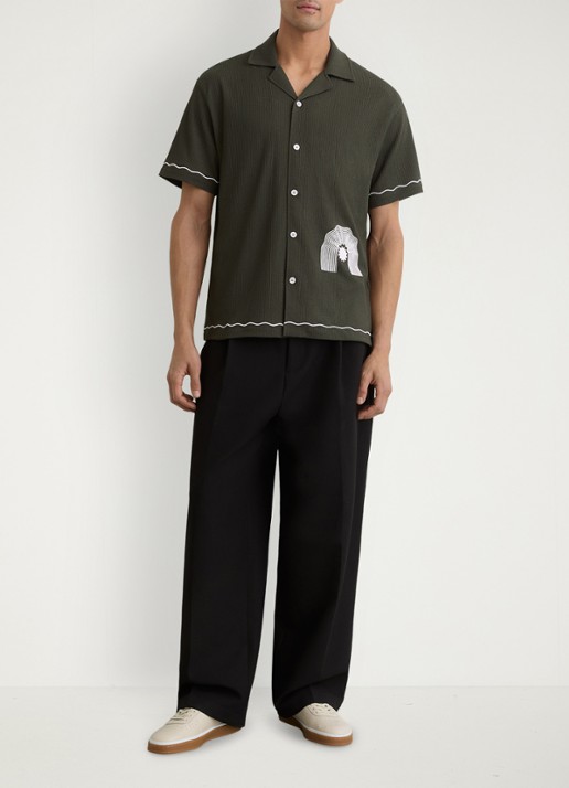 Reiss Solano regular fit overhemd met borduring - voorkant 2 groen