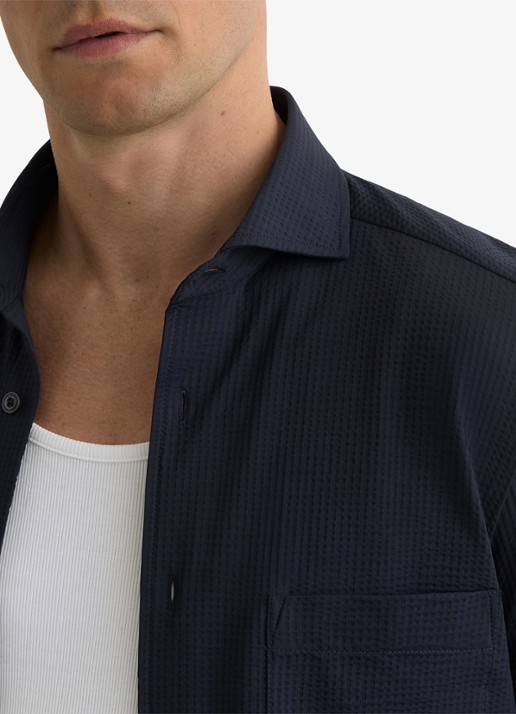 Reiss Solarko regular fit overhemd met structuur - detail 5 donkerblauw