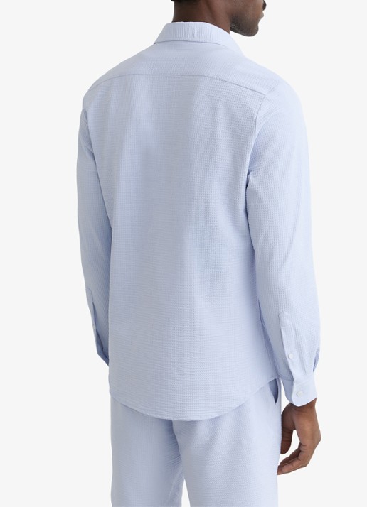 Reiss Solarko regular fit overhemd met structuur - achterkant lichtblauw