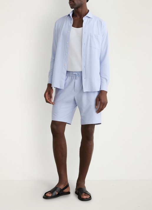Reiss Solarko regular fit overhemd met structuur - voorkant 3 lichtblauw