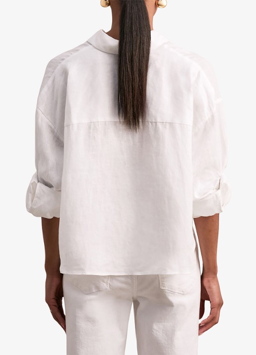 Reiss Solena oversized cropped blouse van linnen - achterkant 5 wit