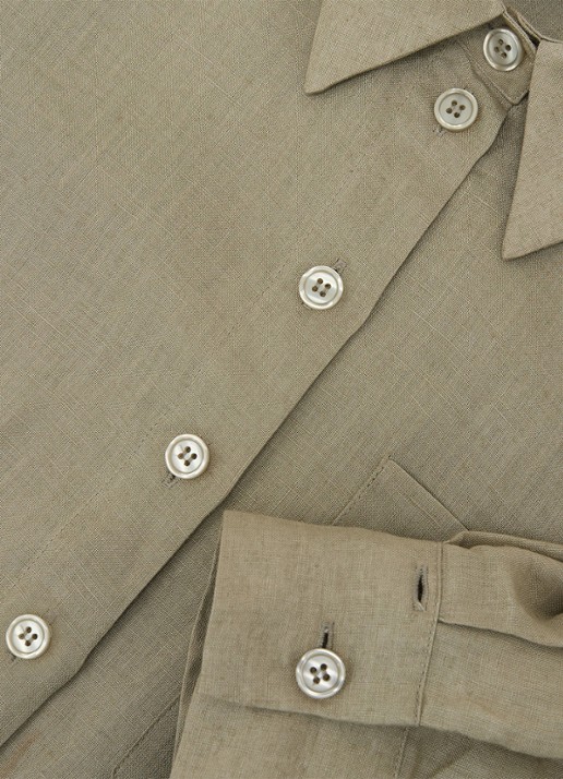 Reiss Solena oversized cropped blouse van linnen - detail 5 groen
