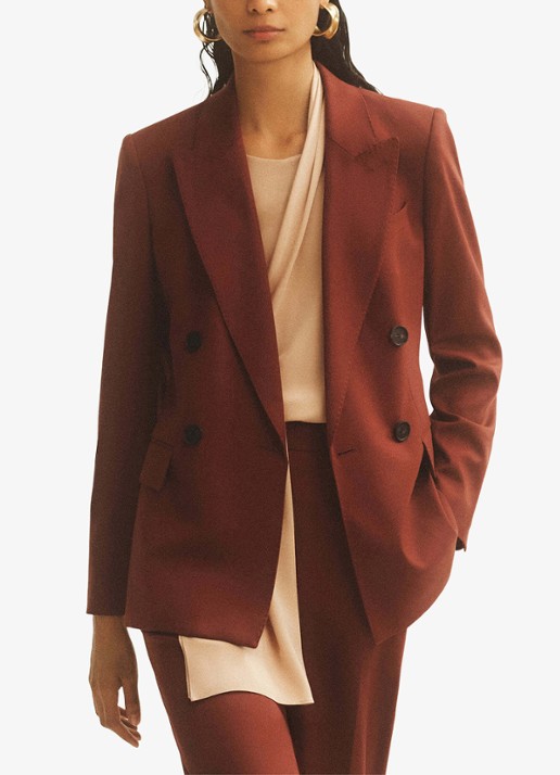 Reiss Solene double-breasted blazer met klepzakken - detail 2 steenrood