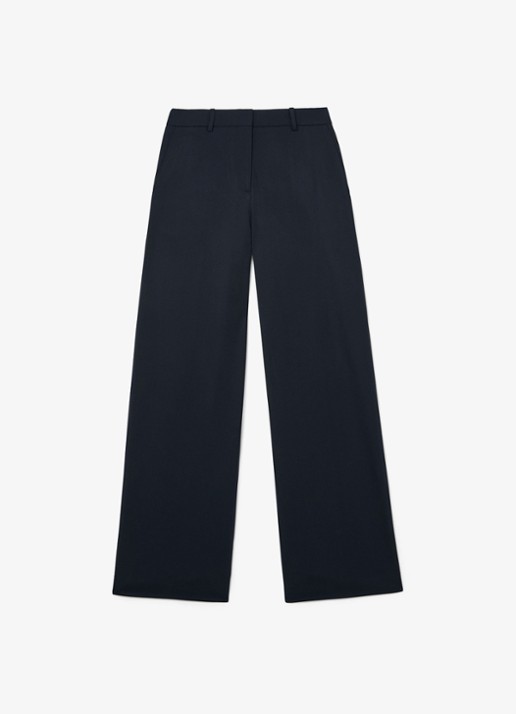 Reiss Solene high waist wide leg pantalon in wolblend - voorkant 6 blauw