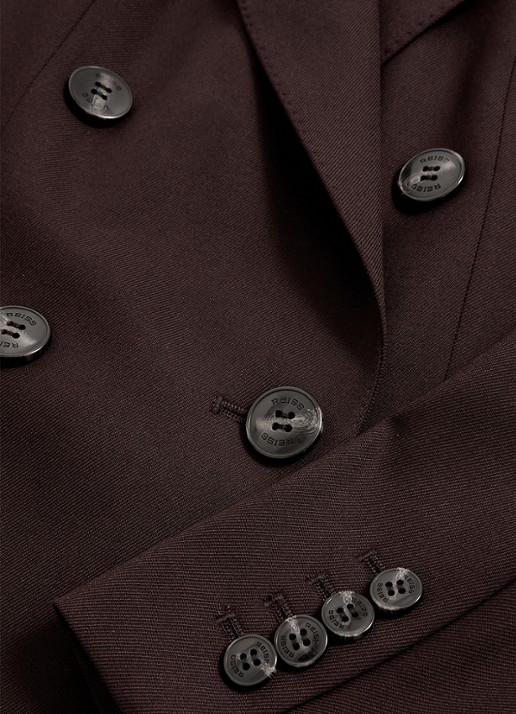 Reiss SOLENE Wool-Blend Double-Breasted Suit Blazer - detail 4 aubergine