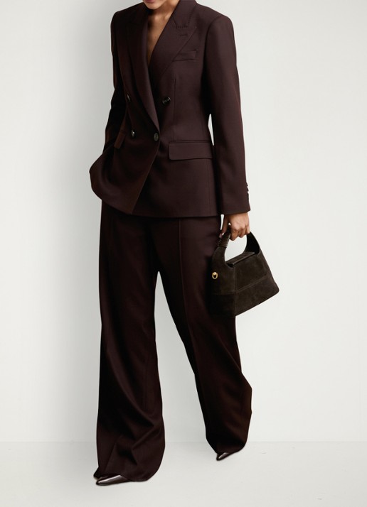 Reiss SOLENE Wool-Blend Double-Breasted Suit Blazer - voorkant 2 aubergine