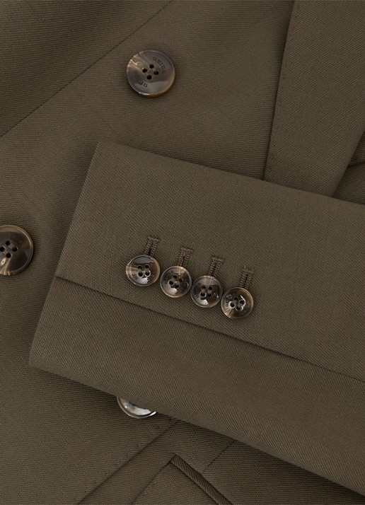 Reiss SOLENE Wool-Blend Double-Breasted Suit Blazer - detail 6 groen