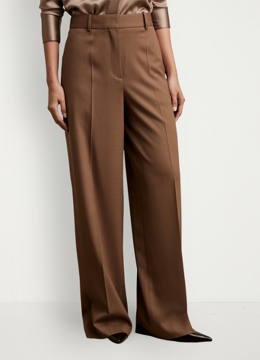 Reiss SOLENE Wool-Blend Wide-Leg Suit Trousers - detail 4 hazelnootbruin