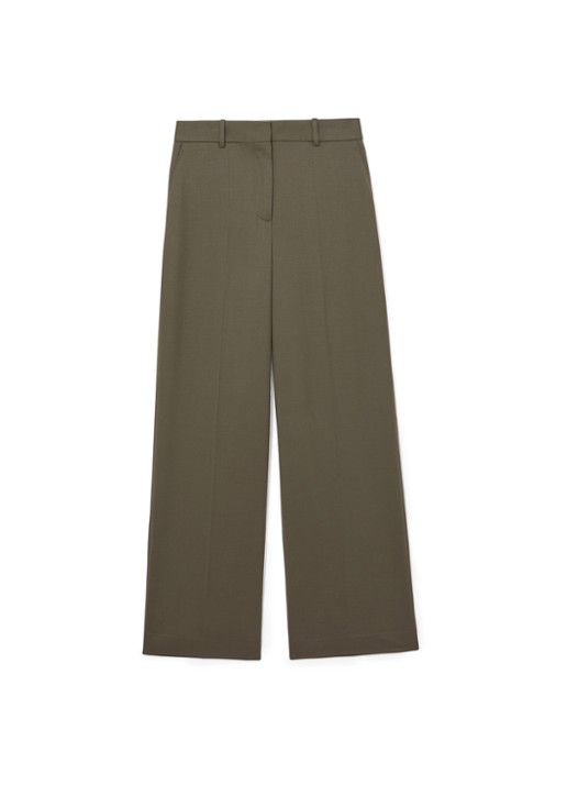 Reiss SOLENE Wool-Blend Wide-Leg Suit Trousers - voorkant 6 groen