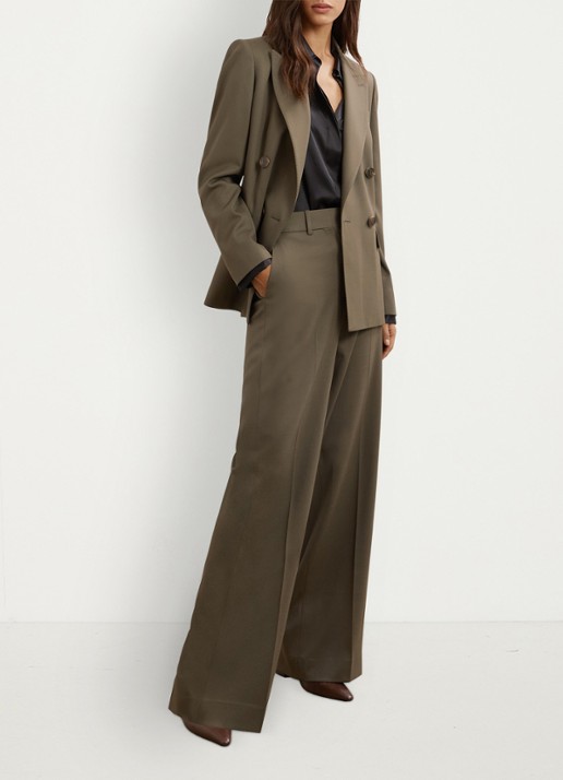 Reiss SOLENE Wool-Blend Wide-Leg Suit Trousers - voorkant 7 groen