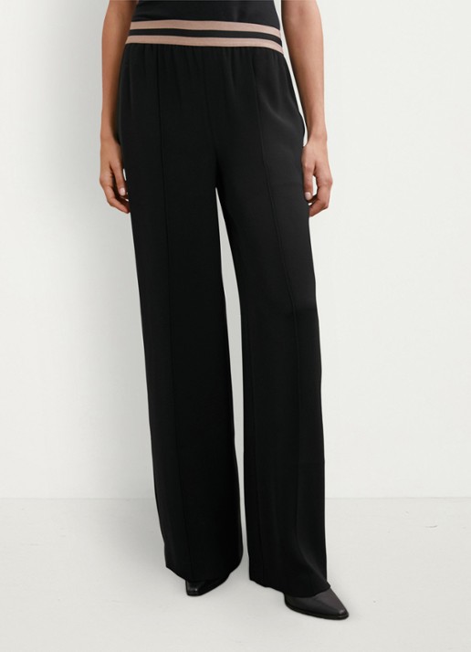 Reiss Sonnie high waist wide fit broek met steekzakken - detail black / zwart