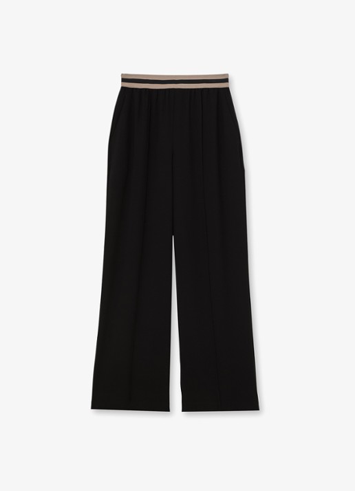 Reiss Sonnie high waist wide fit broek met steekzakken - voorkant 5 black / zwart