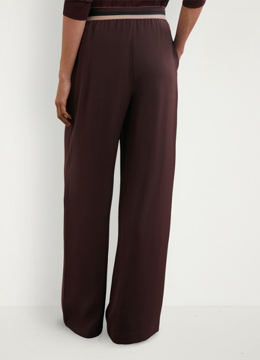 Reiss Sonnie high waist wide fit broek met steekzakken - achterkant bordeauxrood