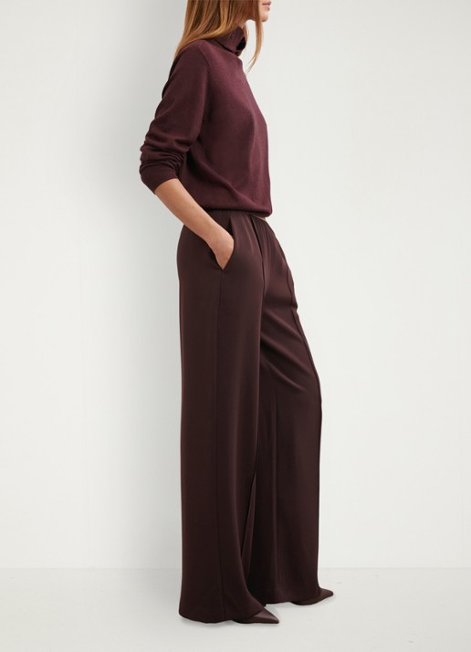 Reiss Sonnie high waist wide fit broek met steekzakken - detail 5 bordeauxrood