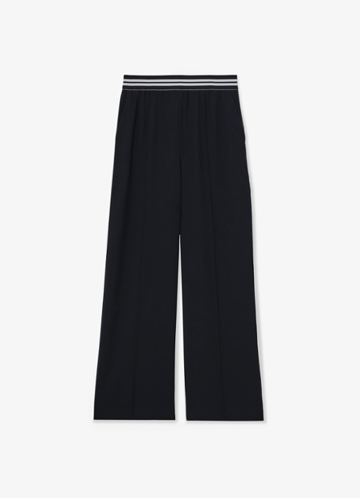 Reiss Sonnie high waist wide fit broek met steekzakken - voorkant donkerblauw