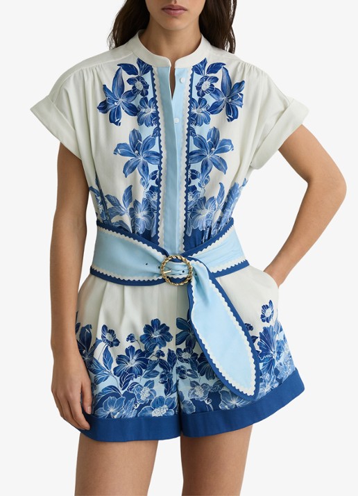Reiss Soya straight fit playsuit met bloemenprint