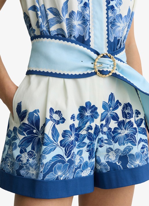Reiss Soya straight fit playsuit met bloemenprint - detail 3 blauw