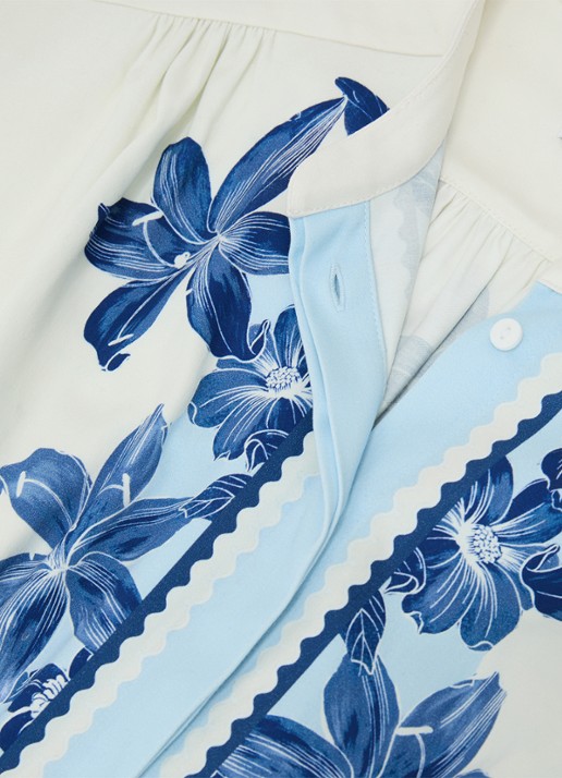 Reiss Soya straight fit playsuit met bloemenprint - detail 4 blauw