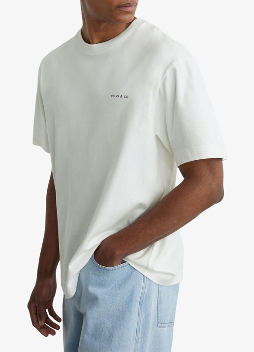 Reiss Splash T-shirt met front- en backprint - detail 2 white / wit