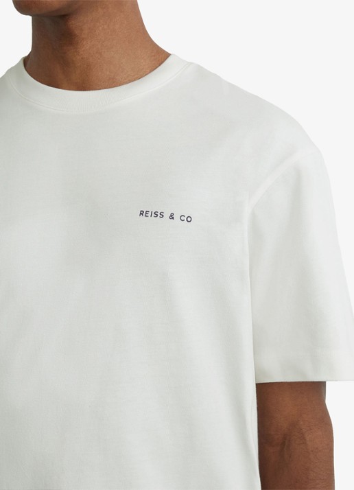 Reiss Splash T-shirt met front- en backprint - detail 4 white / wit