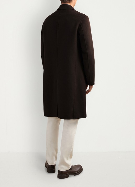 Reiss Squire mantel in wolblend met steekzakken  - achterkant 6 donkerbruin