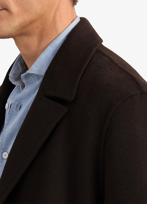 Reiss Squire mantel in wolblend met steekzakken  - detail 4 donkerbruin