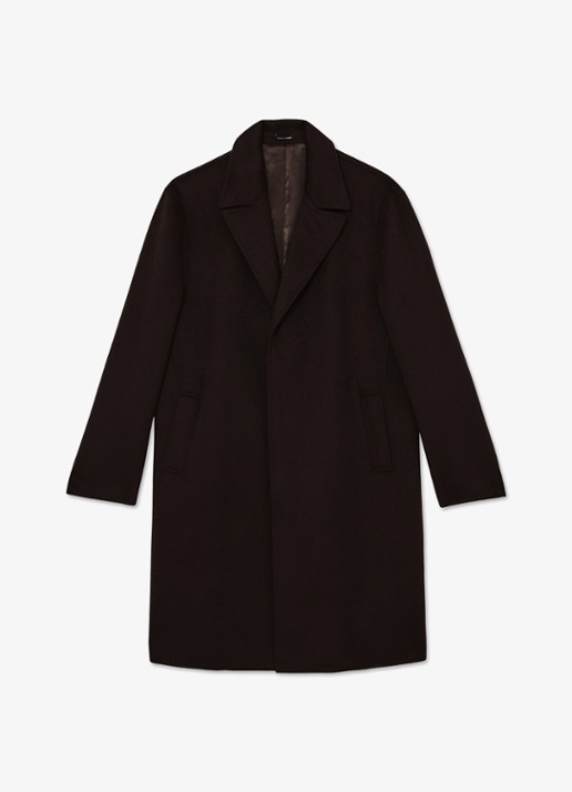 Reiss Squire mantel in wolblend met steekzakken  - voorkant donkerbruin