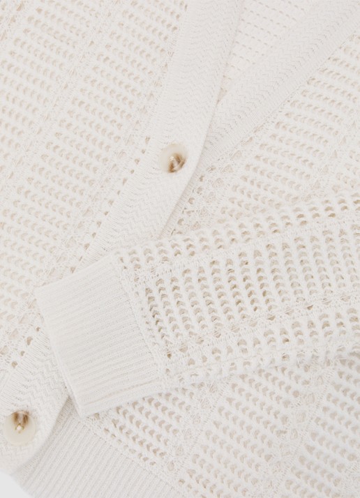 Reiss Star Grofgebreid vest met V-hals - detail 5 wit