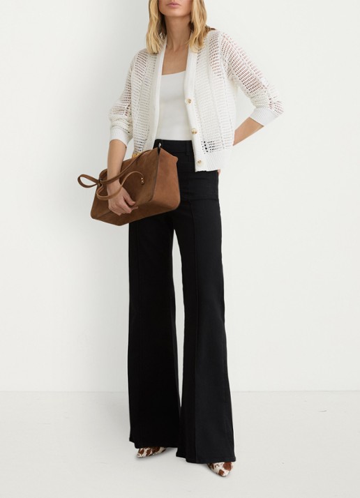 Reiss Star Grofgebreid vest met V-hals - voorkant 7 wit