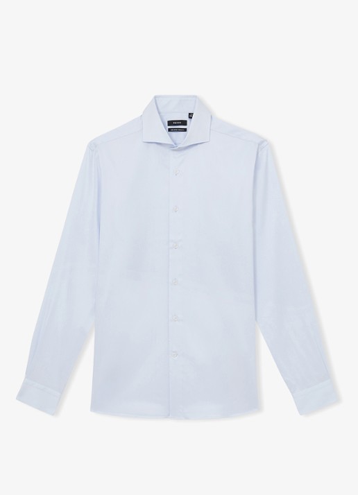 Reiss Storm slim fit overhemd van katoen - voorkant 3 lichtblauw