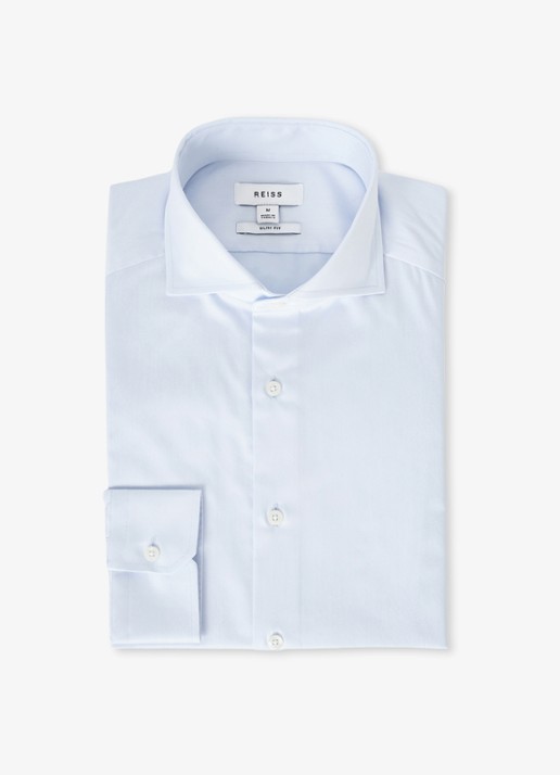 Reiss Storm slim fit overhemd  - voorkant lichtblauw