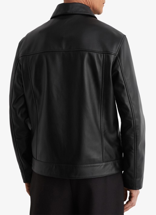 Reiss Strader jack van leer - achterkant 7 black / zwart