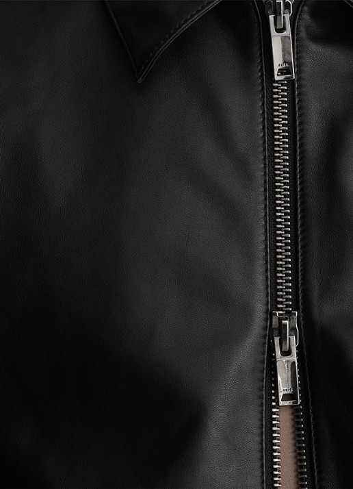 Reiss Strader jack van leer - detail 3 black / zwart