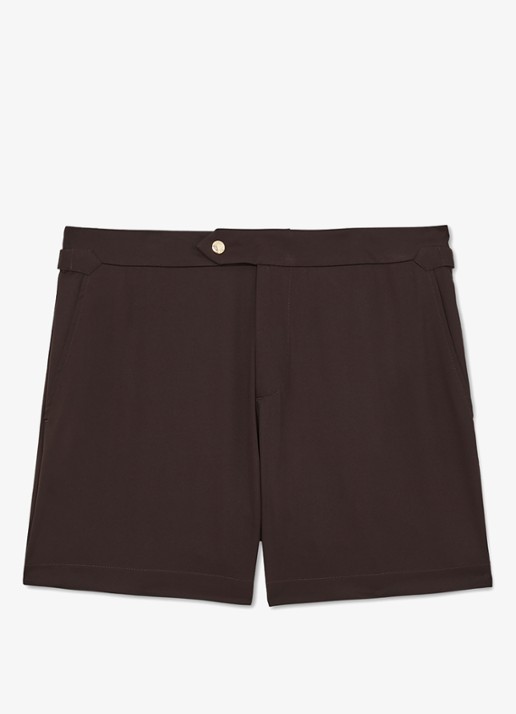 Reiss SUN Side-Adjuster Swim Shorts - voorkant chocoladebruin